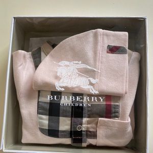With Tags Burberry 6 month baby girl sleeper/Hat